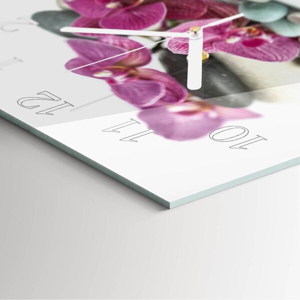 Skleněné hodiny Orchideje zskb-30x30-00079997