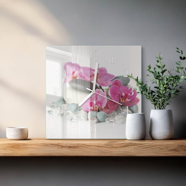 Skleněné hodiny Orchideje zskb-30x30-00079997
