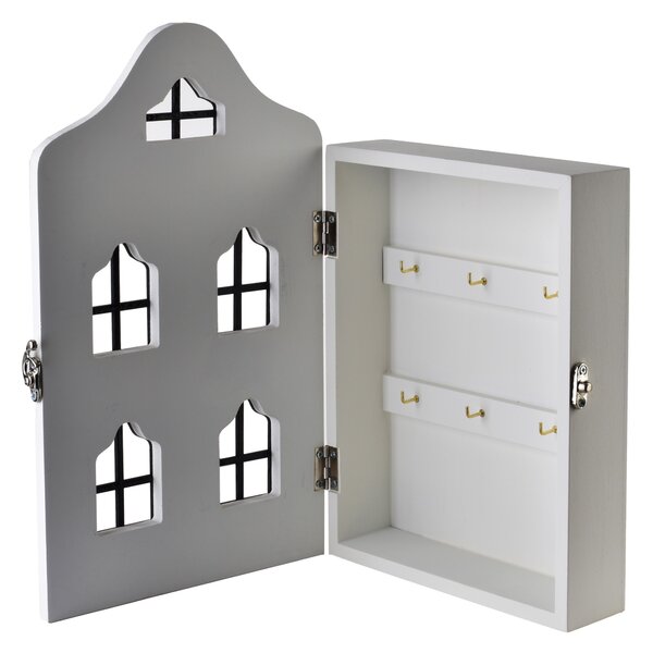 Mondex Dřevěná skříňka na klíče STACY House 17,5x5,5x29,5 cm bílá