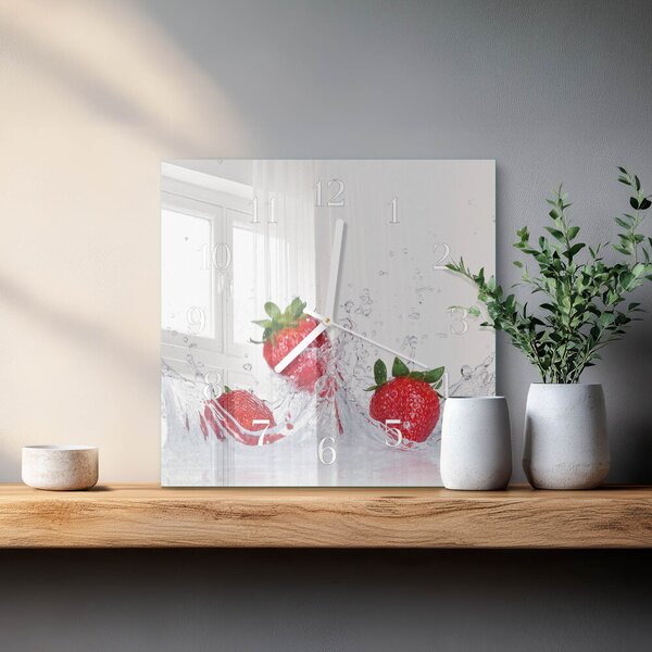 Skleněné hodiny Jahoda zskb-30x30-00090706