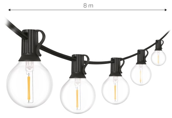 Brilagi - LED Venkovní dekorační řetěz GIRLANDA 10xE12 8m černá IP44 teplá bílá