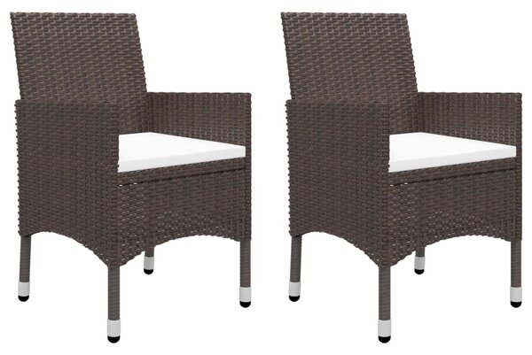 3dílný bistro set polyratan a tvrzené sklo hnědý