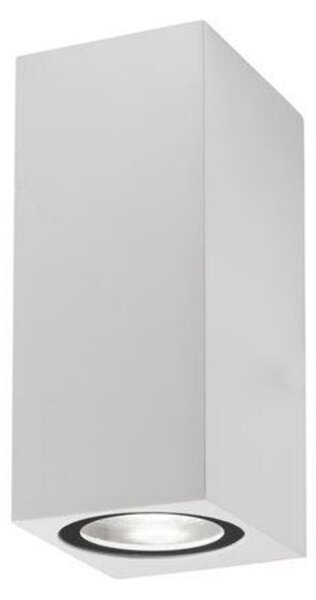 NOVA LUCE venkovní nástěnné svítidlo NERO hliník bílé skleněný difuzor GU10 2x7W 220-240V IP54 bez žárovky světlo nahoru a dolů 910042