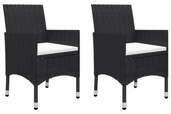 3dílný bistro set polyratan a akáciové dřevo černý