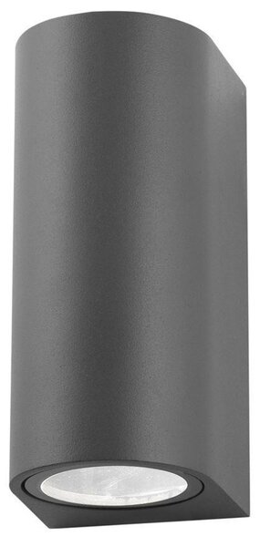 NOVA LUCE venkovní nástěnné svítidlo NERO tmavě šedý hliník skleněný difuzor GU10 2x7W 220-240V IP54 bez žárovky světlo nahoru a dolů 710022