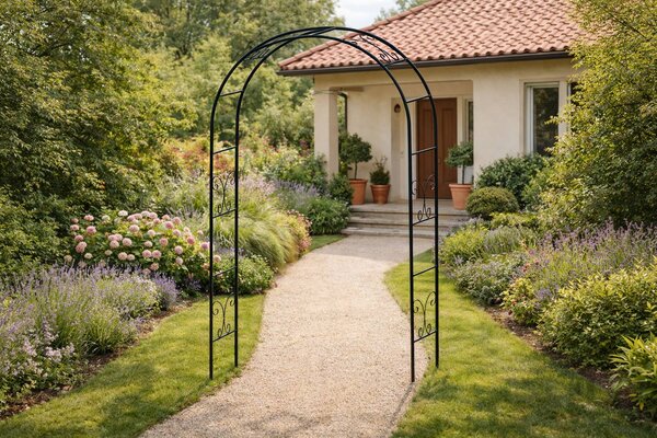 Kovový zahradní květinový oblouk BestBerg BBFA-20DA / 104 × 240 cm / černá