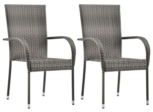 Stohovatelné zahradní židle 2 ks šedé polyratan