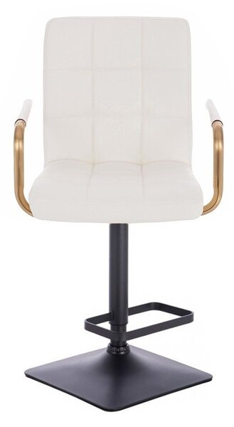 LuxuryForm DESIGN Barová židle VERONA GOLD na černé hranaté podstavě - bílá