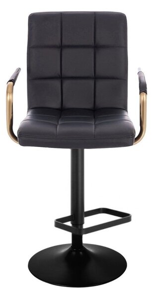 LuxuryForm DESIGN Barová židle VERONA GOLD na černé kulaté podstavě - černá