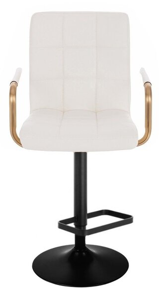 LuxuryForm DESIGN Barová židle VERONA GOLD na černé kulaté podstavě - bílá