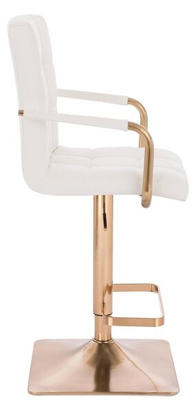 LuxuryForm DESIGN Barová židle VERONA GOLD na zlaté hranaté podstavě - bílá