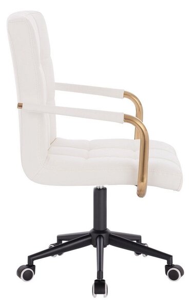 LuxuryForm DESIGN Židle VERONA GOLD na černé podstavě s kolečky - bílá