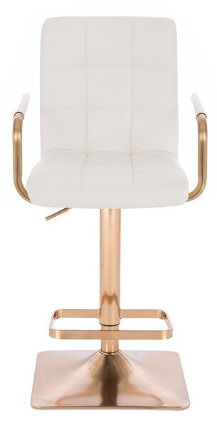 LuxuryForm DESIGN Barová židle VERONA GOLD na zlaté hranaté podstavě - bílá