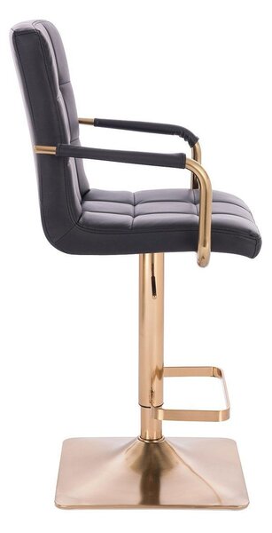 LuxuryForm DESIGN Barová židle VERONA GOLD na zlaté hranaté podstavě - černá