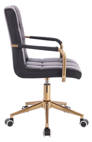 LuxuryForm DESIGN Židle VERONA GOLD na zlaté podstavě s kolečky - černá