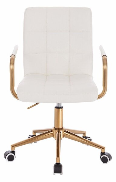 LuxuryForm DESIGN Židle VERONA GOLD na zlaté podstavě s kolečky - bílá