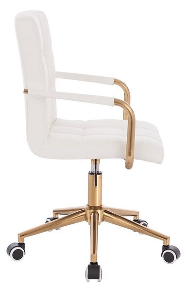 LuxuryForm DESIGN Židle VERONA GOLD na zlaté podstavě s kolečky - bílá