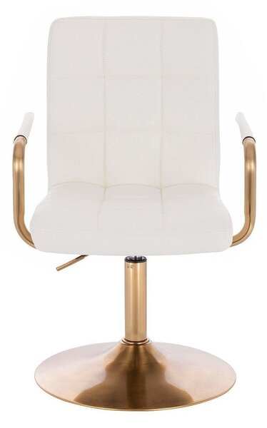 LuxuryForm DESIGN Židle VERONA GOLD na zlatém talíři - bílá