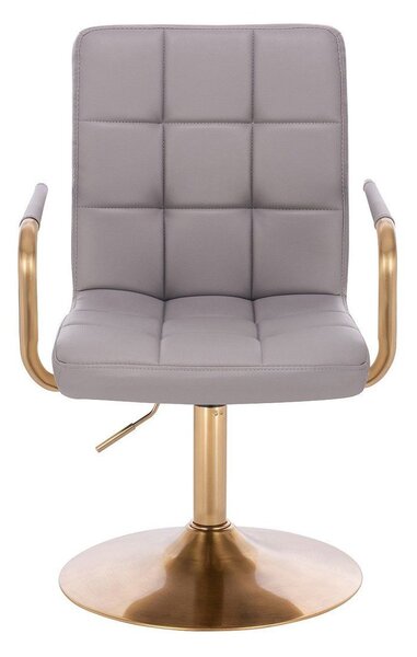 LuxuryForm DESIGN Otočná židle VERONA GOLD na zlatém talíři - šedá