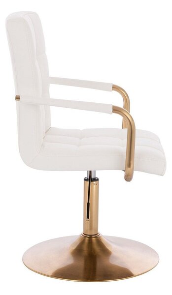 LuxuryForm DESIGN Židle VERONA GOLD na zlatém talíři - bílá