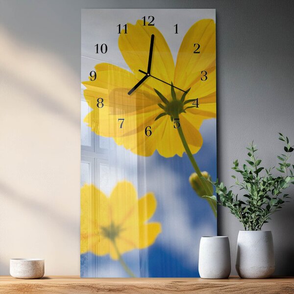 Skleněné hodiny vertikální Květ zsppc-30x60-00171115