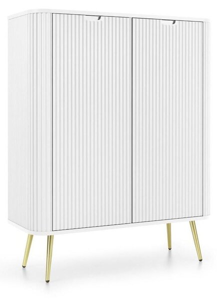Komoda, skříňka, police, bílá, moderní, 129 cm, vhodná do obývacího pokoje nebo ložnice