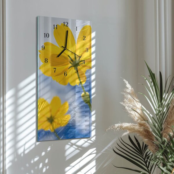 Skleněné hodiny vertikální Květ zsppc-30x60-00171115