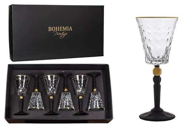 BOHEMIA PRESTIGE CONTE BLACK SKLENICE NA VÍNO 260ML SADA 6 KS