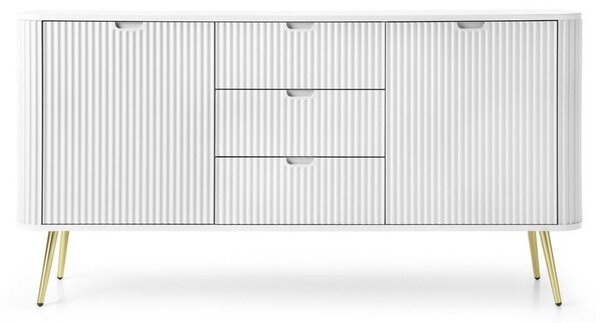 Bílá komoda se zásuvkami, výška 168 cm, moderní design, vhodná do obývacího pokoje