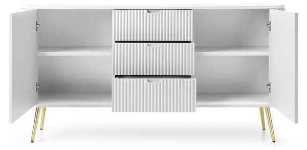 Bílá komoda se zásuvkami, výška 168 cm, moderní design, vhodná do obývacího pokoje