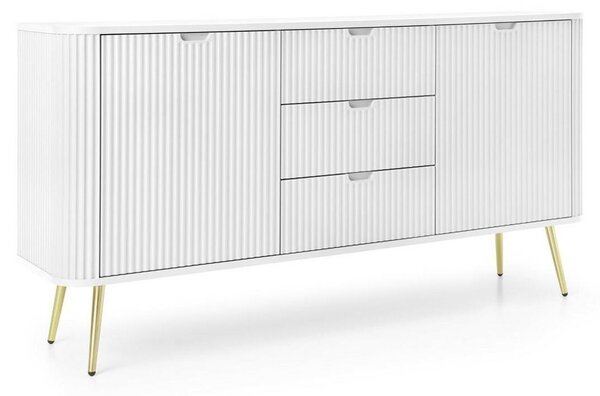 Bílá komoda se zásuvkami, výška 168 cm, moderní design, vhodná do obývacího pokoje
