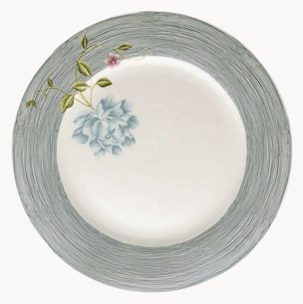 Sada porcelánových mělkých talířů Midnight Pinstripe, 4 díly