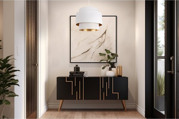 Závěsné svítidlo Asti, 1x PVC/bílé textilní stínítko, (fi 35cm), g/c, w