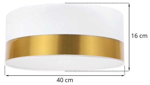 Stropní svítidlo Elegance, 1x zlaté/bílé textilní stínítko, (bílé plexisklo), (fi 40cm)
