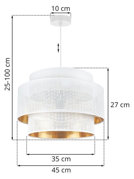 Závěsné svítidlo Asti, 1x bílé PVC stínítko, (fi 45cm), g, w