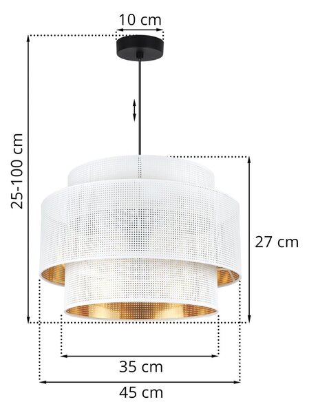 Závěsné svítidlo Asti, 1x bílé PVC stínítko, (fi 45cm), g, b