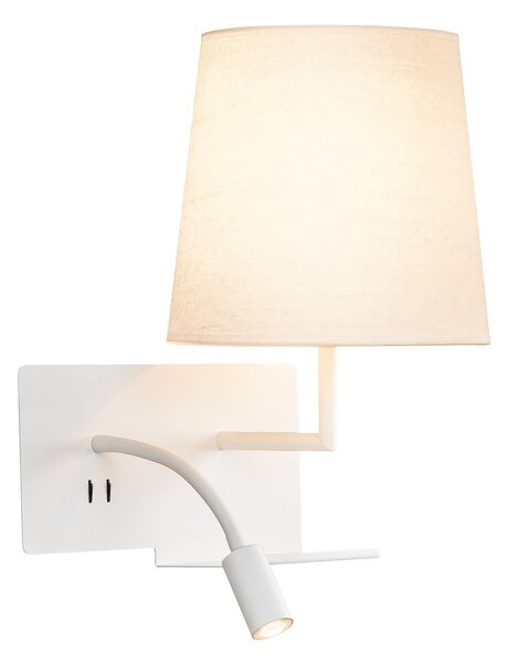 SLV 1003460 Somnila Flex, nástěnné svítidlo k posteli, 1x E27 + LED 3W 3000K, bílá, verze vpravo, USB přípojka