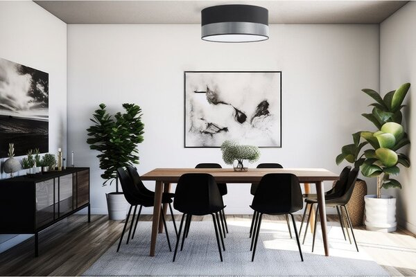Stropní svítidlo Elegance, 1x chromové/černé textilní stínítko, (bílé plexisklo), (fi 40cm)