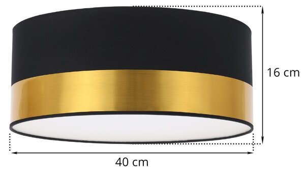 Stropní svítidlo Elegance, 1x zlaté/černé textilní stínítko, (bílé plexisklo), (fi 40cm)