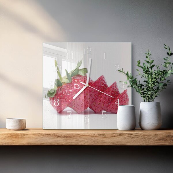 Skleněné hodiny Jahoda zskb-30x30-00090769