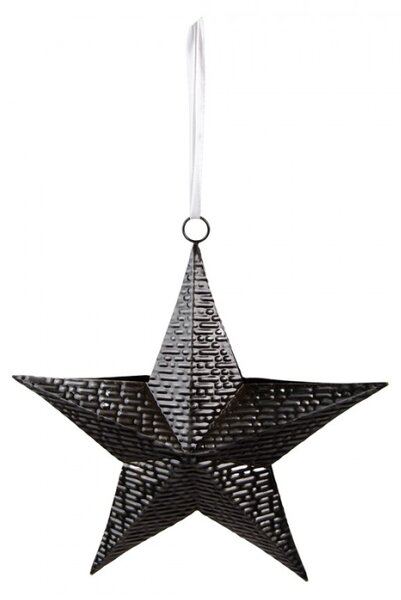 Černá antik závěsná kovová hvězda – 25x6x27 cm