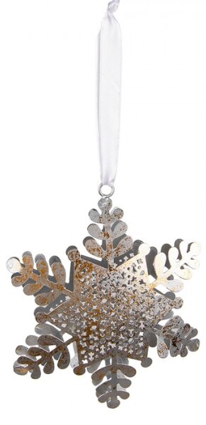 Stříbrná antik kovová závěsná vločka – 7x1x9 cm