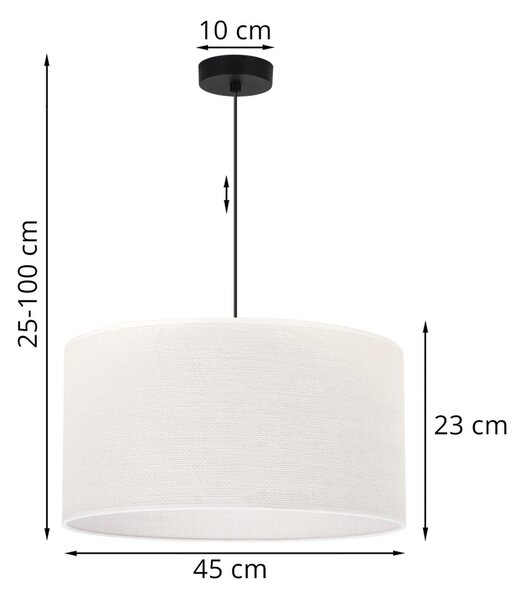 Závěsné svítidlo Juta, 1x bílé jutové stínítko, (fi 45cm), b
