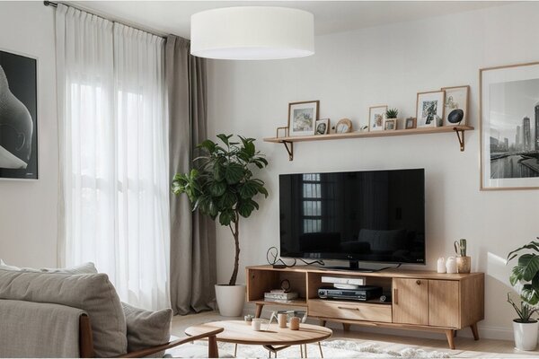 Stropní svítidlo Gaja, 1x krémové textilní stínítko, (bílé plexisklo), (fi 50cm)