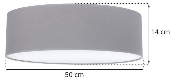 Stropní svítidlo Gaja, 1x šedé textilní stínítko, (bílé plexisklo), (fi 50cm)