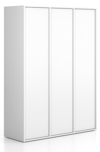 Kancelářská skříň FRAME, 3x dveře, 1299 x 450 x 1735 mm, PUSH-lock, bílá