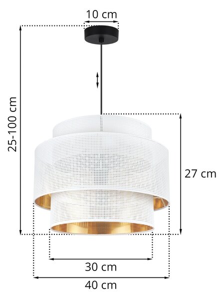 Závěsné svítidlo Asti, 1x bílé PVC stínítko, (fi 40cm), g, b