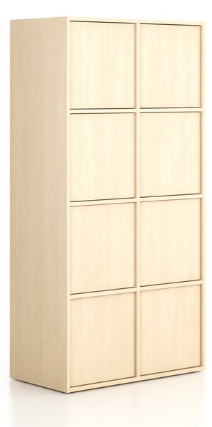 Kancelářská skříň FRAME, 8x dveře, 872 x 450 x 1735 mm, PUSH-lock, bříza