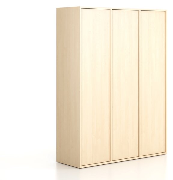 Kancelářská skříň FRAME, 3x dveře, 1299 x 450 x 1735 mm, PUSH-lock, bříza