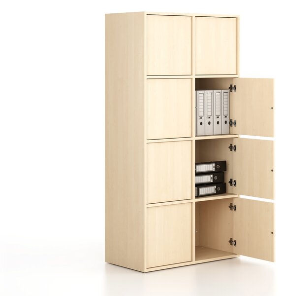 Kancelářská skříň FRAME, 8x dveře, 872 x 450 x 1735 mm, PUSH-lock, bříza